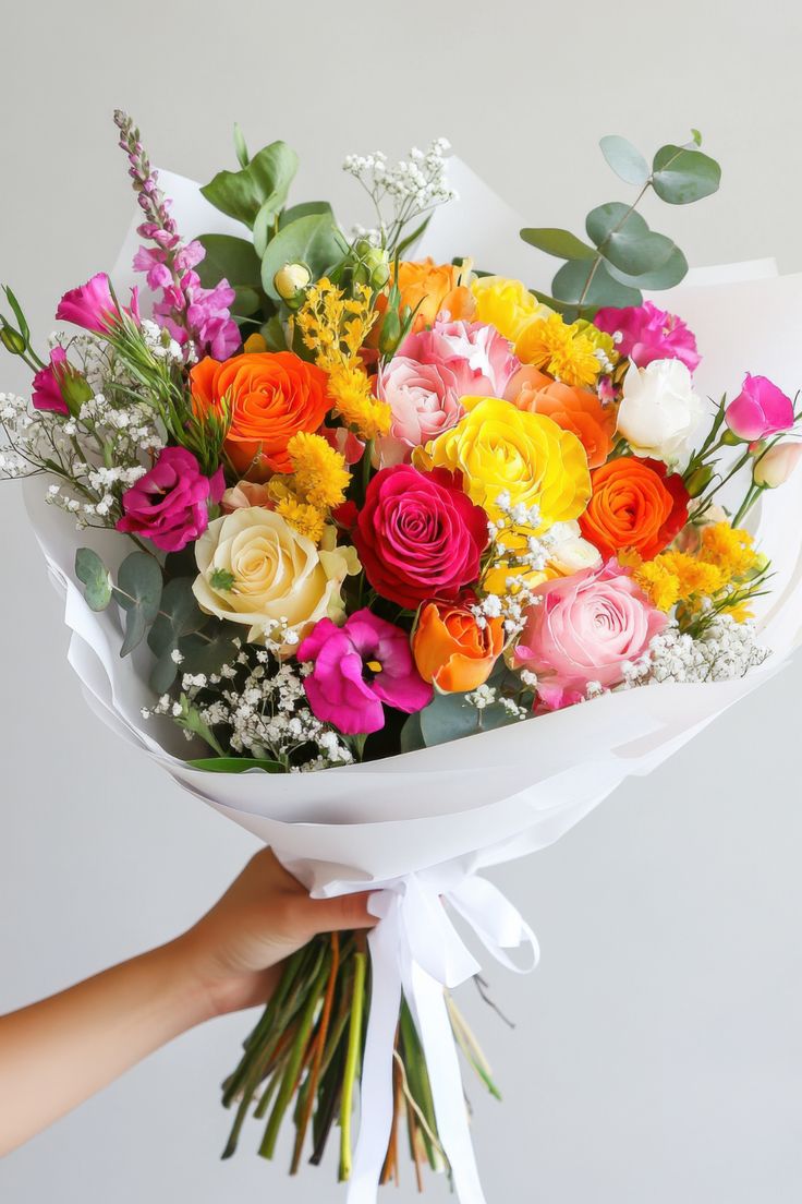 Seasonal flower bouquet with roses for fresh delivery in Toronto and GTA.